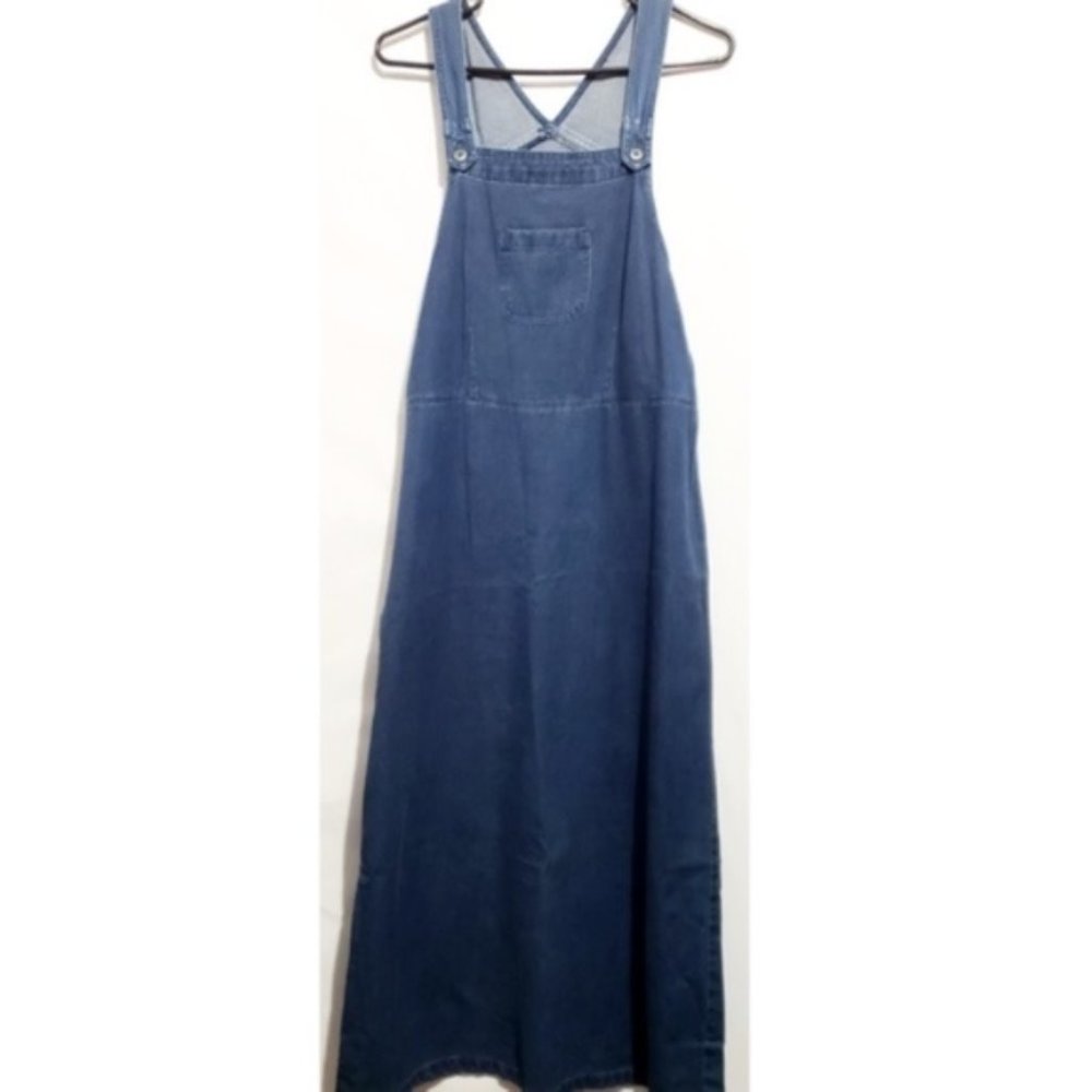 cottage core 90s vintage denim dress overall